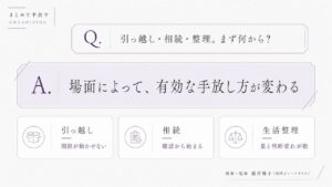 引っ越し・相続・整理でまとめて手放すブランド品の段取り｜赤坂駅周辺の売り手が置かれやすい3つの場面と期限から逆算する手順を解説するインフォグラフィック